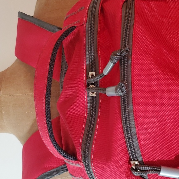 Bronze Olympian Backpack Red Grey Quality NWOT Multi Pocket Laptop water bottle - Picture 9 of 11